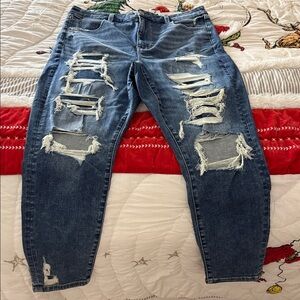 American Eagle Outfitters Ripped Blue Boyfriend Jeans